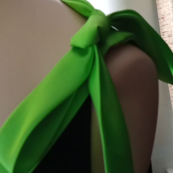 Tadashi  Shoji black with green bows and trim  sleeveless summer top. - Picture 3 of 7